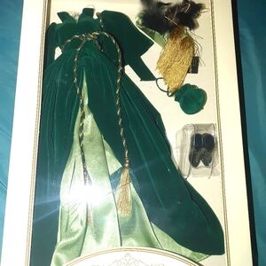 ʕ·ᴥ·ʔ NIB Franklin Mint Gone With The Wind Scarlett O'Hara Green Drapery Dress